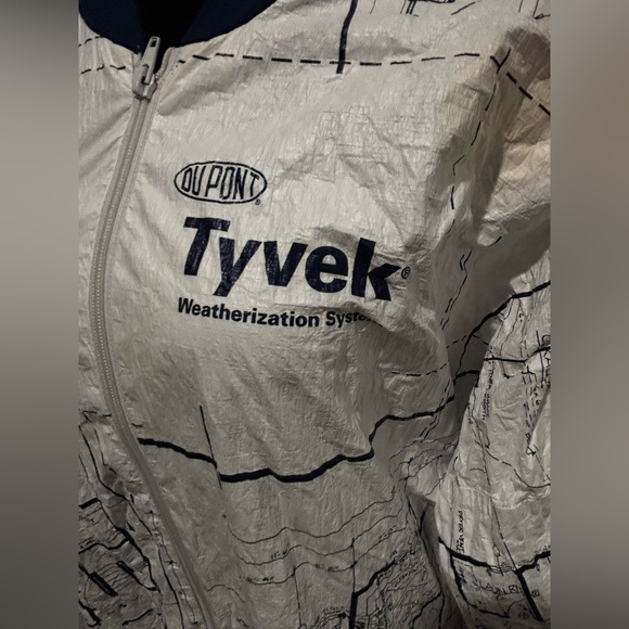 LESLIE JORDAN Tyvec Vintage Cobain Nylon Blueprint Bomber Jacket Men’s XXL - Picture 7 of 9